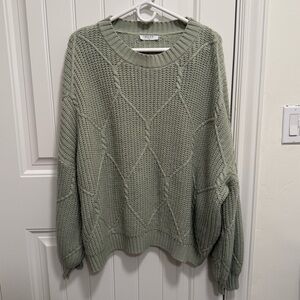 Grey Bandit Baggy Green Cable Knit Sweater